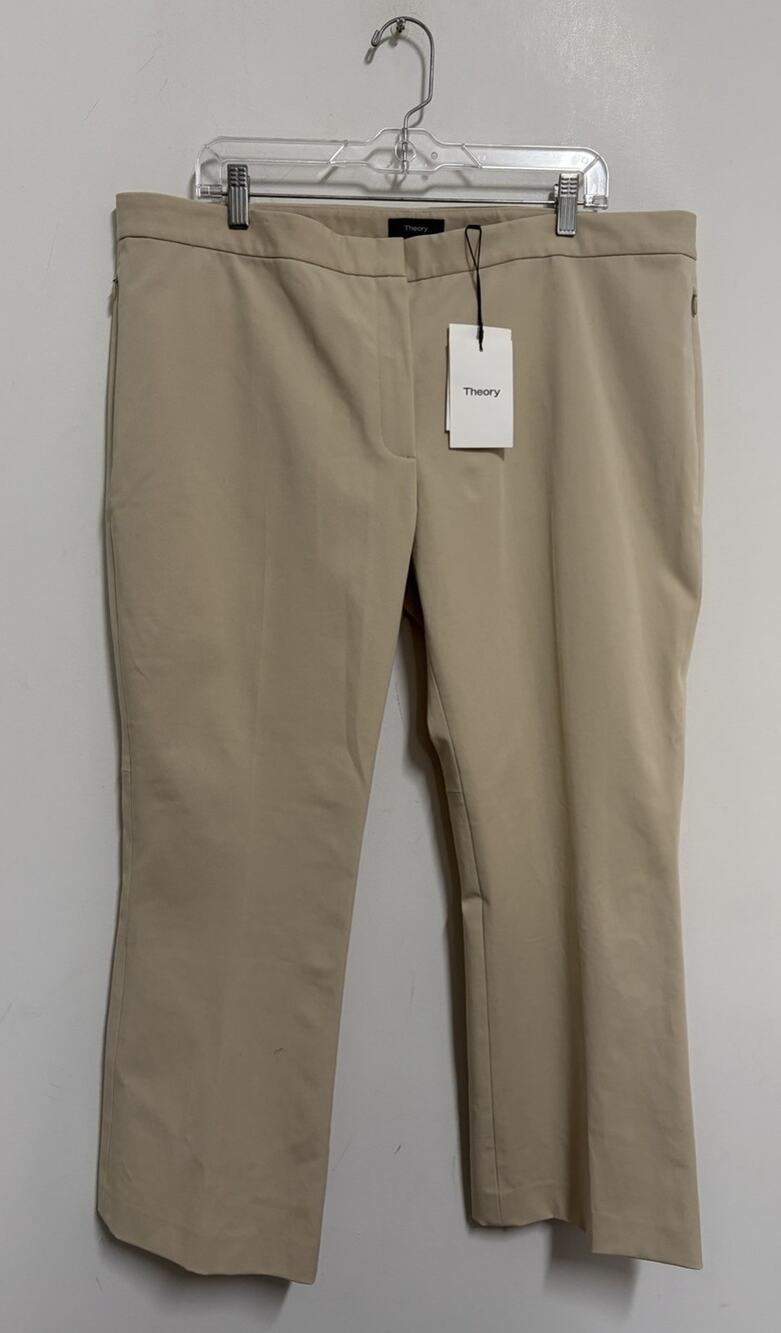 NWT $275 Theory Muslin Twill Bistretch Kick Pant Beige Career Plus Size 18